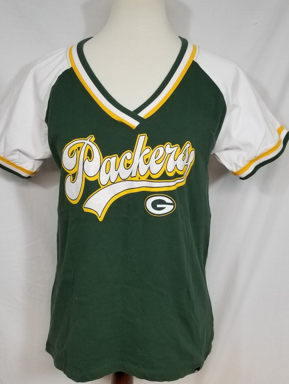 Green Bay Packers NFL Team Apparel Women Large Green "Packers" Glitter Print Tee